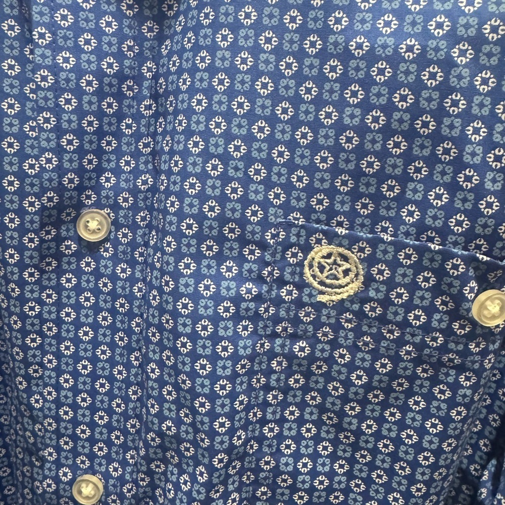 Wrangler George Strait Geometric Pattern Shirt Adult XL Blue Western Plaid Cuff - Picture 4 of 4